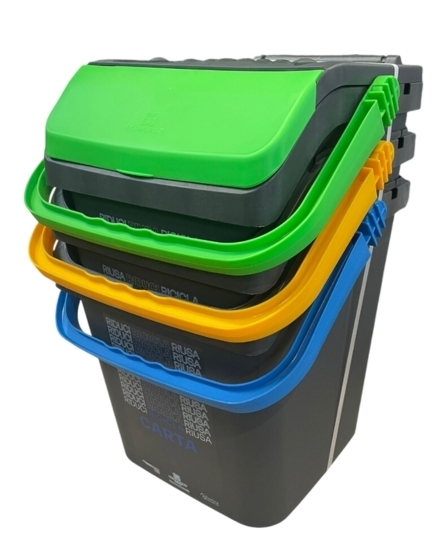 Immagine di ECOLOGIC TRIS PATTUMIERA 30LT CON STAMPA IML / Colori assortiti Mix