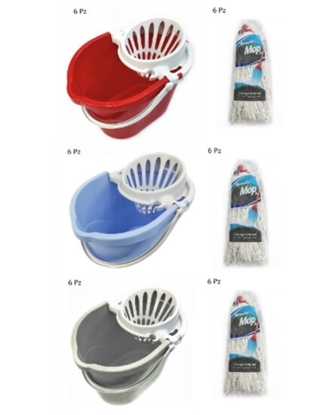 Immagine di SECCHIO GOLDEN - MOP 6PZ / Rosso-Lavanda-Tortora