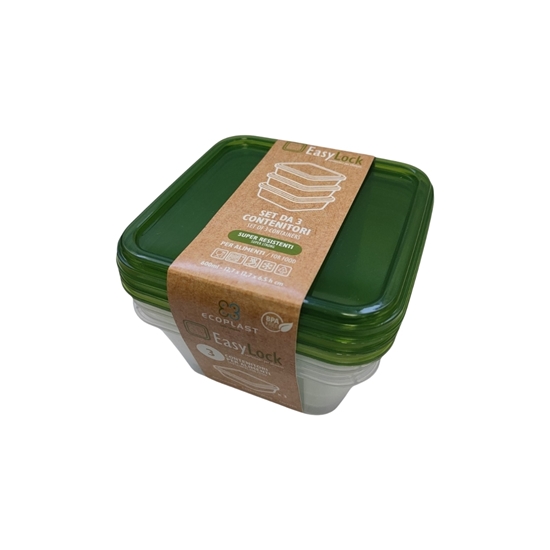 Immagine di SET 3 CONTENITORI EASY LOCK QUADRATI 600 ml / Neutro