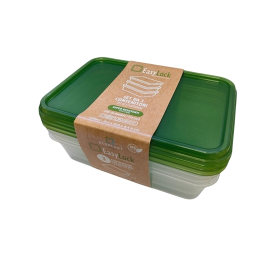 Immagine di SET 3 CONTENITORI EASY LOCK RETTANGOLARI 1350 ml / Neutro