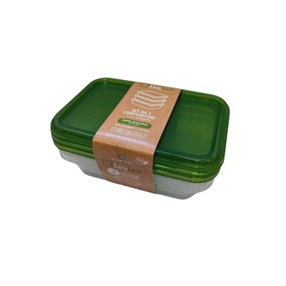 Immagine di SET 3 CONTENITORI EASY LOCK RETTANGOLARI 400 ml / Neutro